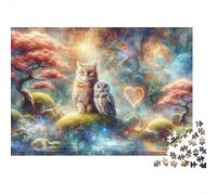 Fantasy Cat And Owl Garden Jigsaw Puzzle Impossible 1000Pcs Decorazione Per La Casa. Giochi Rilassamento E Intelligence Per Adulti E Bambini Da 12 Anni 52x38cm/1000pcs