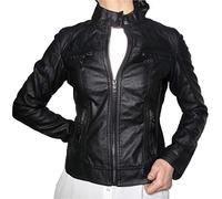 Fantasy Chiodo Giacca Giacchetto Foderata Giubbino Finta Pelle Ecopelle Corto Slim Avvitato Aderente Skin Donna Ragazza (52, Nero)