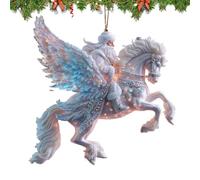 Fantasy Christmas Tree Santa Ornamento - Fantasy World Pendant, 2D Acrylic Santa Riding Pegasus Display Keepsake | Hangable Holiday Pegasus Figurine for Car Rearview Mirror, Door, Tabletop, cappotto