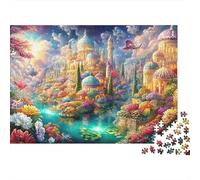 Fantasy City with A Flying Dragon Puzzle Da 1000 Pezzi Dreamy City Ideale Per Uomini, Donne, Anziani E over 65 70x50cm/1000pcs