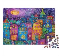 Fantasy Cityscape Art 100% Recycled Cardboard Whimsical Moon Town 1000 Piece Jigsaw for Adults Unique Beautiful Decoration Puzzle 38x26cm/1000pcs