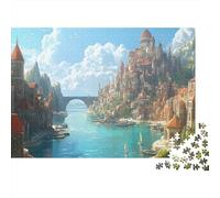 Fantasy Cityscape Colourful Mountain River Castle 1000 Pcs Jigsaws for Adults The Impossible Challenge Fun Present 52x38cm/1000pcs