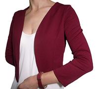 Fantasy Coprispalle Elegante Cerimonia Blaser Bolero Copriabito Manica 3/4 Donna Ragazza Colorati (Taglia Unica 40-42, bordò)