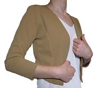 Fantasy Coprispalle Elegante Cerimonia Blaser Bolero Copriabito Manica 3/4 Donna Ragazza Colorati (Taglia Unica 40-42, Marrone Chiaro)