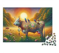 Fantasy Cow with Birds Jigsaw Puzzle Impossible 1000 Pezzi Decorazione Per La Casa. Giochi Rilassamento E Intelligence Per Adulti E Bambini Da 12 Anni 52x38cm/1000pcs
