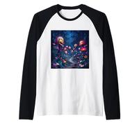 Fantasy Creepy Fiori Giardino Maglia con Maniche Raglan