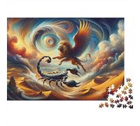 Fantasy Desert Battle Lion Vs Scorpion Jigsaw Puzzle Impossibili 1000Pcs Decorazione Per La Casa. Rilassamento E Intelligence Per Adulti E Ragazzi Da 14 Anni 70x50cm/1000pcs