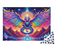 Fantasy Dragon Art Adult Jigsaws for Decompression: Rainbow Dragon over Mountains Educational Game Challenge Wall Decoration 38x26cm/1000pcs