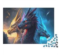 Fantasy Dragon Art Colourful Swirling Dragon Fire 1000 Pieces Jigsaw Puzzles Adults Fun Brainteasing Home Activity 38x26cm/1000pcs