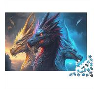 Fantasy Dragon Art Difficile 1000 Pezzi Puzzle per Adulti Dragons Fantasy Epic Vivido Mythical Premium Spesso Robusto Alta Qualità Vivido Impegnativo Rilassante 70x50cm/1000 Pezzi