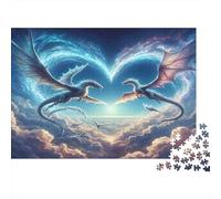 Fantasy Dragon Love Challenging Adult Jigsaws: Blue Butterfly Light in Clouds Educational Games Suitable for Decompression & Wall Decor 38x26cm/1000pcs