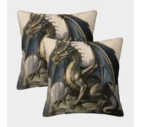 Fantasy Dragon-medieval Fantasy Art Federe Cuscini Per Divano Decorativa Art Fodere Cuscino Set 2 Pezzi Cerniera Invisibile Sedia Camera Da Letto 40x40cm