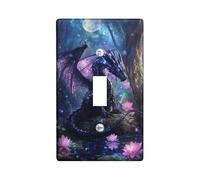 Fantasy Dragon - Piastre di protezione per interruttore, colore blu notte, foresta incantata per accenti da parete, piastre da parete in termoplastica standard