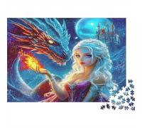 Fantasy Dragon Queen 1000 Pezzi Leisure Puzzle per Adulti Blue Dragon Ice Princess Magic Premium Spesso Robusto Alta Qualità Impegnativo Rilassante 52x38cm/1000 Pezzi