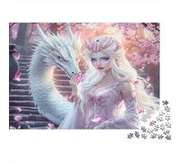 Fantasy Dragon Queen 1000 Pezzi Puzzle per Adulti Sakura White Dragon Princess Impegnativo Duro Difficile Premium Spesso Robusto Vivido Rilassante 70x50cm/1000 Pezzi