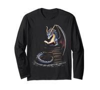 Fantasy Dragon Reading Enchanted Bookworm Halloween Vibes Maglia a Manica