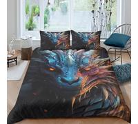 fantasy dragonSet Di Copripiumino morbida microfibra 3 pezzi motivo 3D con cerniera mythical creature art_ copripiumino con federe traspirante ultra morbido for ragazze Super king（260x220cm）
