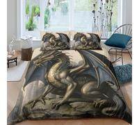 fantasy dragonSet Di Copripiumino morbida Set di 3 Pezzi stampa di 3D cerniera nascosta medieval fantasy art copripiumino incluso federe aiosa ultra morbido for coppie Super king（260x220cm）