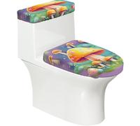 Fantasy Dream - Copriwater a forma di fungo, 2 pezzi, elastici, riutilizzabili, per WC a forma di U, decorazione per il bagno