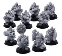 Fantasy Dwarf Firespitters - Set in miniatura - 10 Gunners nani con cannoni e comando | Figure di gioco di guerra da tavolo da 32 mm | RPG, DnD, giochi di schermaglia | miniature Highlands | Resina
