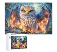 Fantasy Eagle with Fiery Wings in Flower Forest Puzzle 1000 Pezzi Per Coppie Collaborazione in Casa Pensiero Strategico Regalo Per Romanticismo 1000 PCS