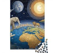 Fantasy Earth Elephant And Lion Adventure Puzzle Impossibili 1000Pcs Decorazione Per La Casa. Rilassamento E Intelligence Per Adulti E Bambini Da 12 Anni 70x50cm/1000pcs