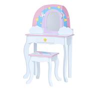 Fantasy Fields di Teamson Kids Little Dreamer Rainbow Unicorn Vanity Set Tavolo da toeletta con Specchio, Contenitore Integrato e Sedia Sgabello per Bambini, Bianco, TD-13543F