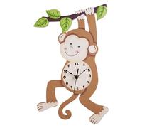 Fantasy Fields Sunny Safari Nursery Clock, Decorative Silent Non-Ticking Kids Wall Clock for Classrooms, Kids Bedrooms, & Playrooms, Monkey Wall Decor, Brown