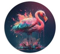 Fantasy Flamingo 1000-teiliges Puzzle, rund, aus Pappe, interaktives Familienspiel, Denksportaufgabe, Geschenk, 1000 Teile (67,5x67,5cm)