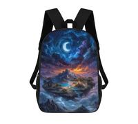 Fantasy Floating Island Under Crescent Moon Zaino Per Bambini Borsa Scolastica Per Ragazzi Cartone Animato Stampa 3D Borsa Scolastica Per Studenti Zaino Per Laptop Per Ragazzi E Ragazze 17inch