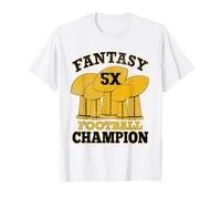 Fantasy Football 5X Champion Five Time Champ Trophy Vincitore Maglietta