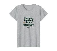 Fantasy Football is My Therapy: Regalo per Gli Appassionati di Sport Maglietta, Donna, Grigio Melange, 3XL