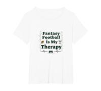 Fantasy Football is My Therapy: Regalo per Gli Appassionati di Sport Maglietta, Donna Plus-Size, Bianco, 4X