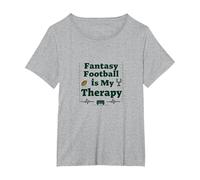 Fantasy Football is My Therapy: Regalo per Gli Appassionati di Sport Maglietta, Donna Plus-Size, Grigio Melange, 4X