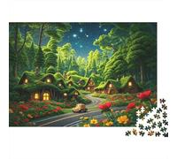 Fantasy Forest 1000 Pezzi Jigsaw Puzzle Recycled Magical Cottage Senior Puzzles Party Game Props Developing Children‘s Intelligence Educational Fun 38x26cm/1000pcs