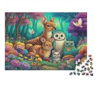 Fantasy Forest Animals Colourful Cute Forest Animals 1000 Pieces Jigsaw Puzzles for Adults Fun Activity for Rainy Days 70x50cm/1000pcs