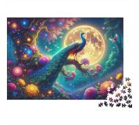 Fantasy Forest Moonlit Peacock Puzzle Impossible 1000 Pezzi Decorazione Per La Casa. Rilassamento E Intelligence Per Adulti E Ragazzi Da 14 Anni 38x26cm/1000pcs
