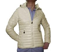 Fantasy Giacca 100 grammi Leggera Foderata Avvitata Ecologica Piumino Trapuntino Cappuccio Mezza Stagione Donna Ragazza Moda (XL 46 IT Donna, Panna)
