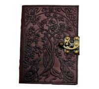 Fantasy Gifts Wolves with Tree of Life Embossed Leather Journal, 5 x 7 inches, M