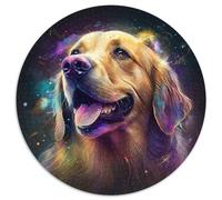 Fantasy Golden Retriever Puzzle für Erwachsene, 1000 Teile, rund, aus Pappe, für Teenager, interaktives Familienspiel, herausforderndes Geschenk, 1000 Teile (67,5x67,5cm)