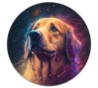 Fantasy Golden Retriever Puzzle für Erwachsene, 1000 Teile, rund, aus Pappe, für Teenager, interaktives Familienspiel, herausforderndes Geschenk, 1000 Teile (67,5x67,5cm)
