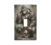 Fantasy Gorilla Seduti su Teschio Umano Interruttore Della Luce Copertura Decorativa Singola Toggle 1 Gang Piastra Da Parete per Cucina Agriturismo Camera Da Letto Bagno Arte Decor