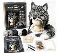 Fantasy Hood Hat DIY Crochet Kit,Handmade Hood Hat Crochet Animals Kits，#D
