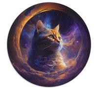 Fantasy-Katzen-Puzzle, 1000 Teile, für Erwachsene, rund, aus Pappe, Heimdekoration und interaktives Familienspiel, ideales Geschenk, 1000 Teile (67,5x67,5cm)