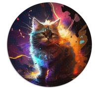 Fantasy-Katzen-Puzzle 1000 Teile für Erwachsene, rundes Puzzle für Teenager, interaktives Familienspiel, herausforderndes Geschenk, 1000 Teile (67,5x67,5cm)