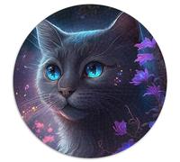 Fantasy-Katzen-Puzzle, 1000 Teile, rund, Papierpuzzle, DIY, Heimdekoration, Denksportspiel für Teenager, 1000 Stück (67,5x67,5cm)