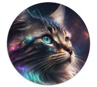 Fantasy-Katzen-Puzzle, 1000 Teile, rund, Papierpuzzle, DIY, Heimdekoration, Denksportspiel für Teenager, 1000 Stück (67,5x67,5cm)