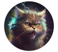 Fantasy-Katzen-Puzzles für Erwachsene, 1000 runde Papppuzzles, anspruchsvolles DIY-Denkspiel, interaktive Familienaktivität, 1000 Teile (67,5x67,5cm)