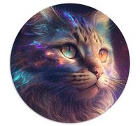 Fantasy-Katzen-Puzzles für Erwachsene, 1000 runde Papppuzzles, anspruchsvolles DIY-Denkspiel, interaktive Familienaktivität, 1000 Teile (67,5x67,5cm)
