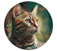 Fantasy-Katzen-Puzzles für Erwachsene, 1000 runde Papppuzzles, anspruchsvolles DIY-Denkspiel, interaktive Familienaktivität, 1000 Teile (67,5x67,5cm)